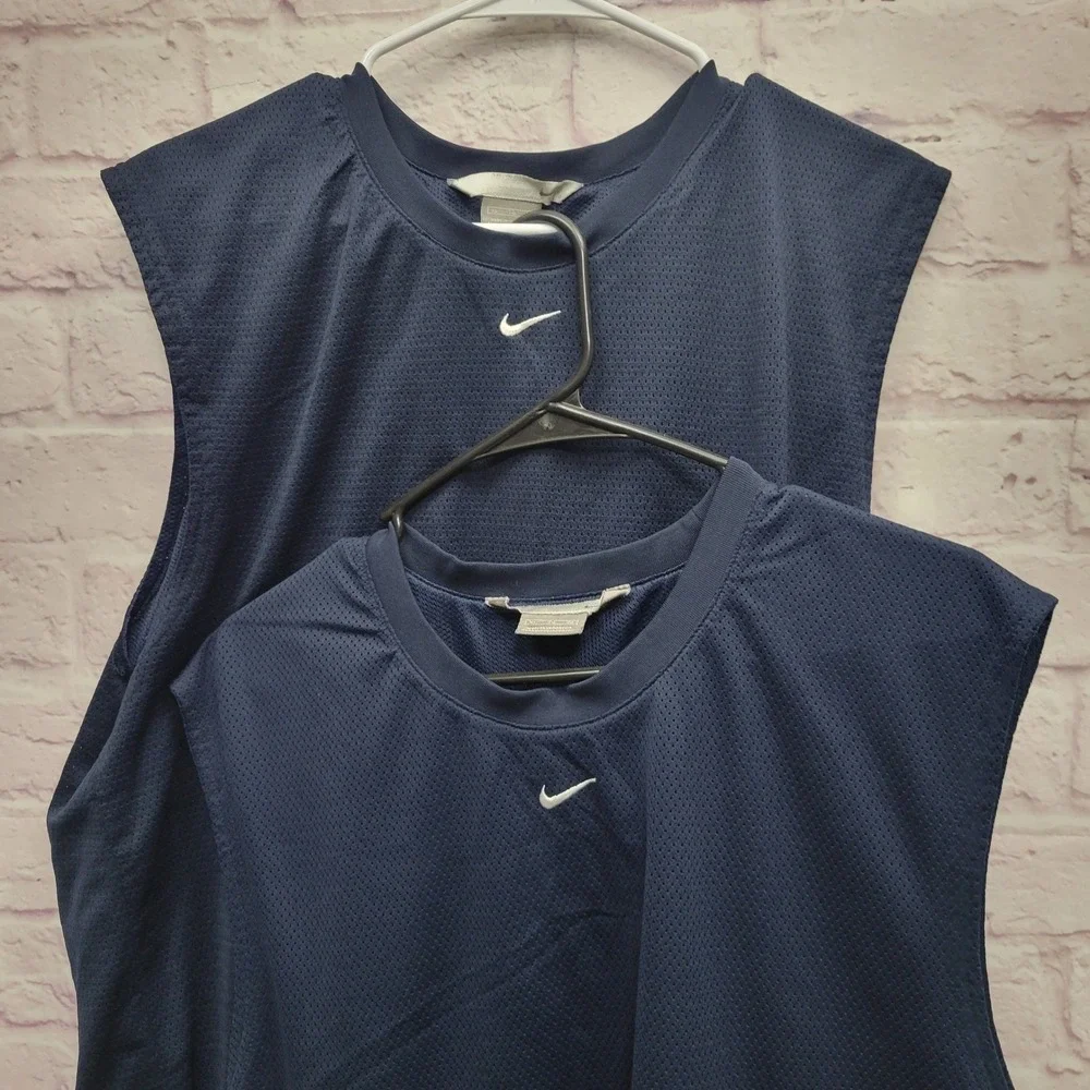 Lot of 2 Nike Mesh Sleeveless Tank Tops Mens XL Center Swoosh Athletic Gym‎ Y2K